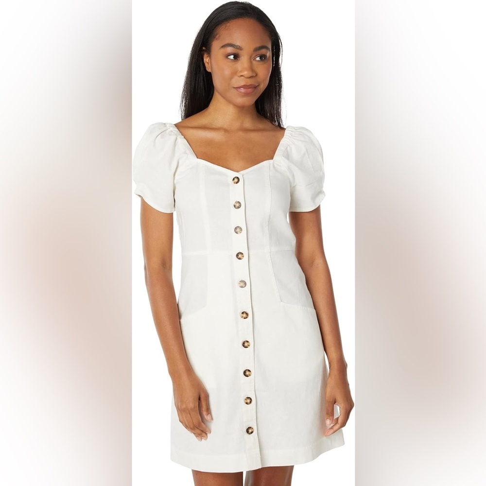 Madewell Linen Puff Sleeve Mini Dress